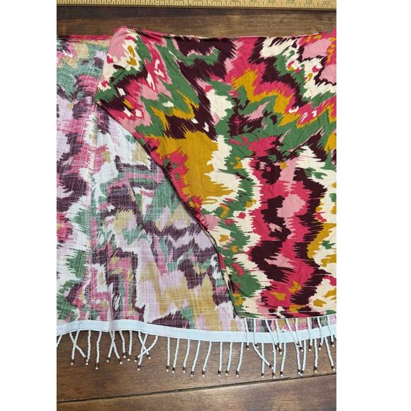 Zara Beaded Fringe Mini Tie Wrap Skirt Women's Size Small Abstract Multicolor - Picture 7 of 12